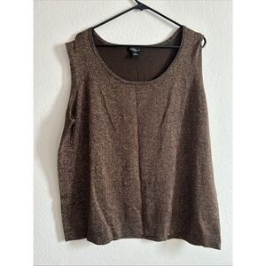August Silk Sleeveless Top Womens Size 3X Gold Shimmer Shirt Lux Party Going Out